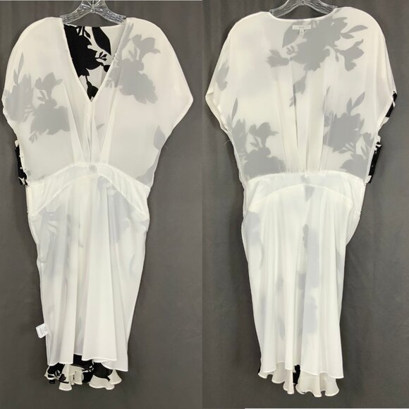 Joie Ashleena Silk Floral Dress In White And Black Size 12 - Picture 10 of 16